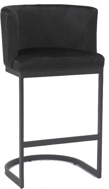 Lamboro Velino Velvet Kitchen Bar Stools, Matt Black Cantilever Frame, Seat With Backrest, Breakfast & Home Bar Stool - Black