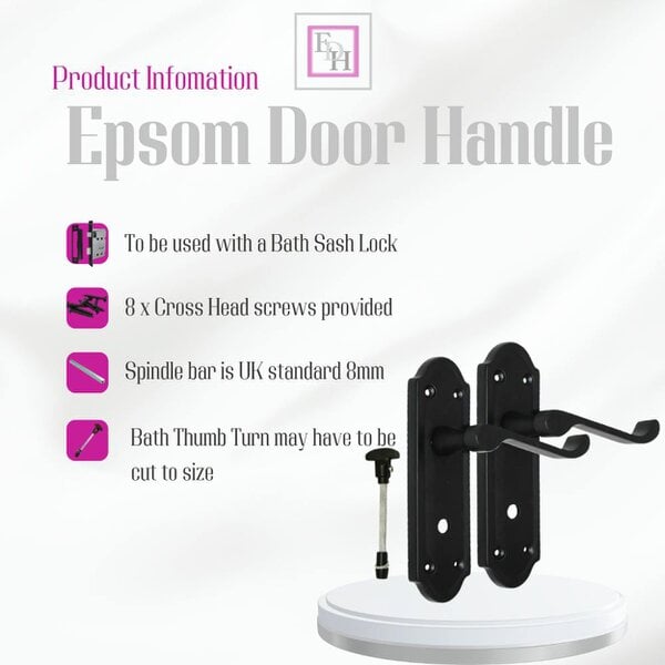 EDH Door Hardware Matt Black Door Handles - Askworth Internal Door Handles Set for Internal Doors