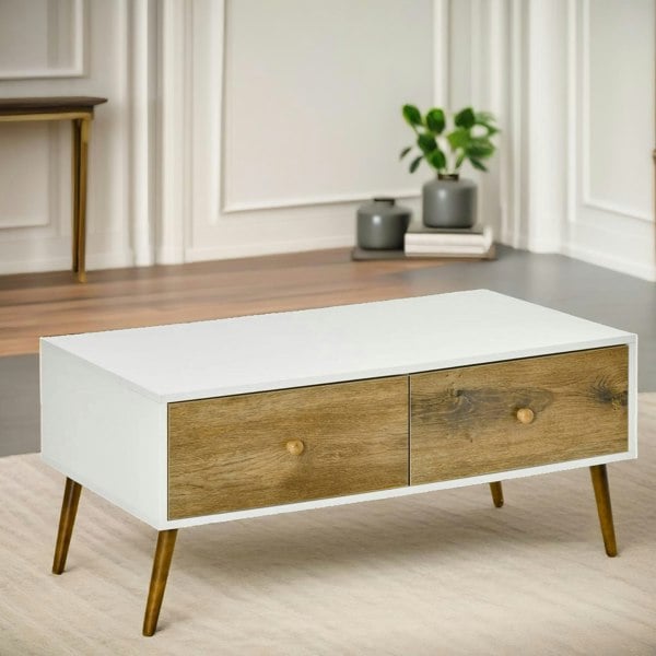 Rafaelo Mobilia Coffee Table With 4 Drawers Natural Brown