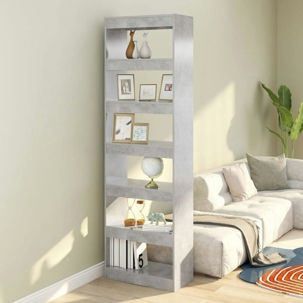 Berkfield Book Cabinet/Room Divider Concrete Grey 60x30x198 cm