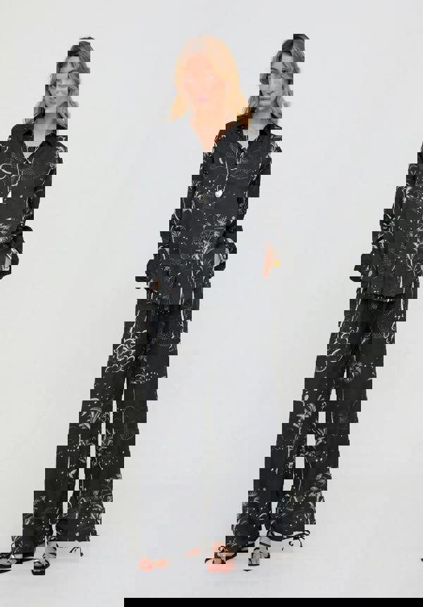 Palm High Waist Palm Print Trouser In Black - image 3