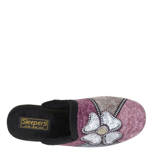 Sleepers Kimberly Flower Trim Mule Slippers