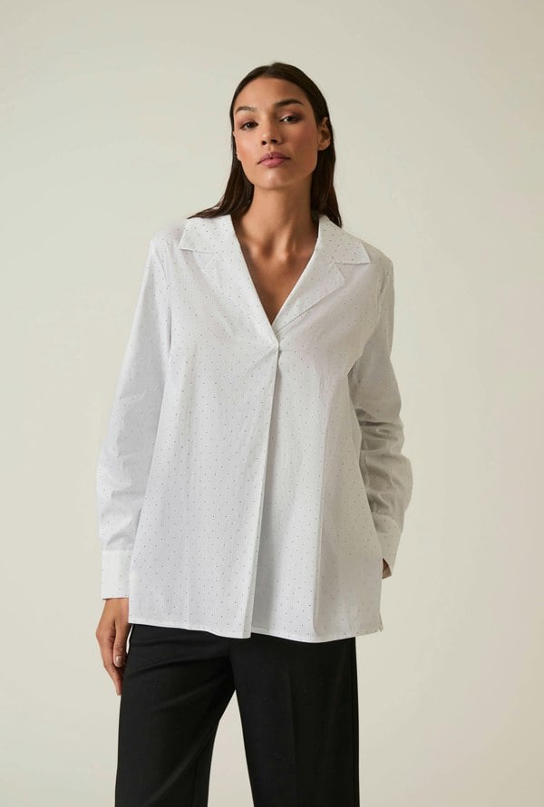 James Lakeland Embellished White Cotton Shirt