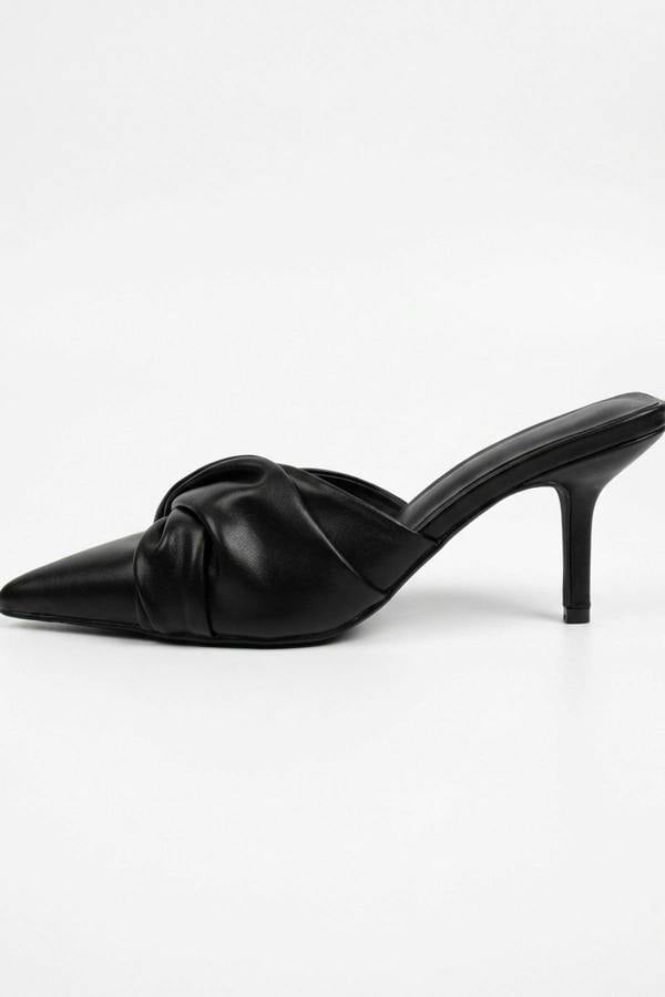 ikrush Ines Knotted Front Pointed Toe Kitten Heel Mules