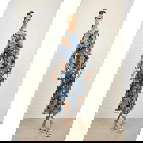 Blue Vanilla Pleated Floral Dress