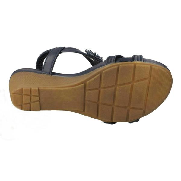 Savannah Ladies Savannah Mid Wedge Strappy Sandals F10792
