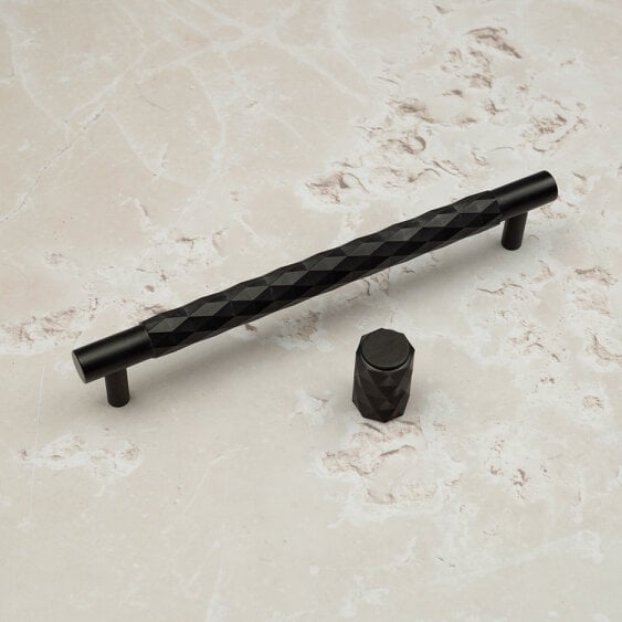 Handle & Home Dark Bronze Solid Brass Diamond Knurled Handle & Coordinating Knob