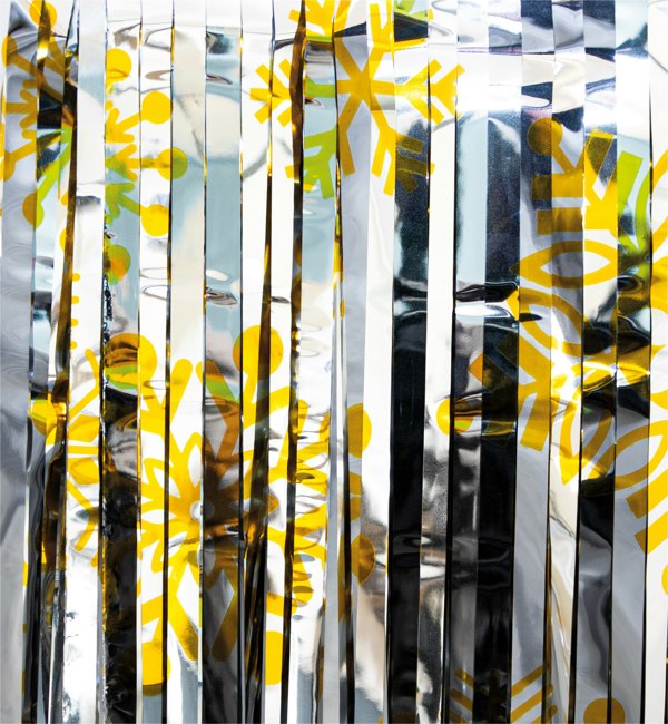 Cheetah Shimmer christmas Tinsel Curtain, 2M x 1M Yellow