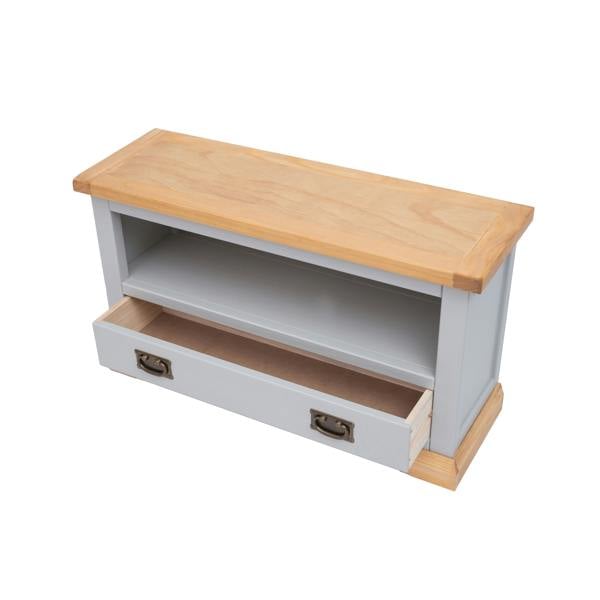 Cabinet Bits Bomporto Light Grey 1 Drawer TV Cabinet Brass Drop Handle