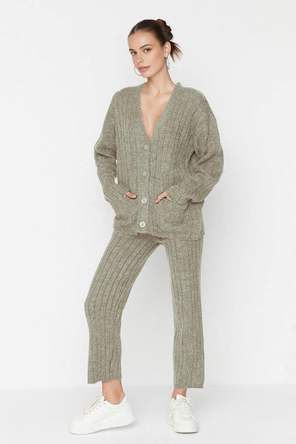 WOVCOR 2-Piece Loose Fit Soft Texture Knit Top & Pants Set