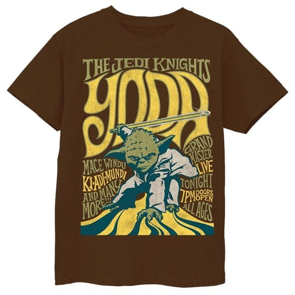 Star Wars Boys Yoda Rock Poster T-Shirt - Brown