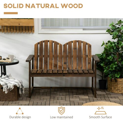 Wyld Haus Rozi Wood 2 Seater Outdoor Garden Bench With Slatted Back And Armrests
