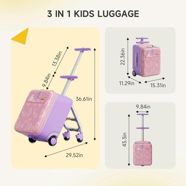 Jovikids 3-in-1 Children's Ride-on Suitcase - Pink