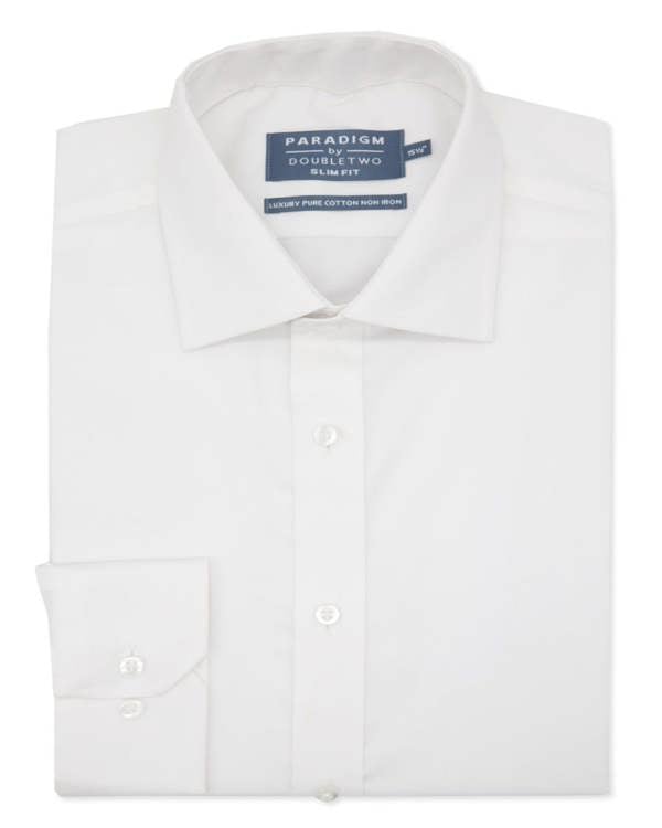 Tailored Fit White Non-Iron Pure Cotton Twill Shirt