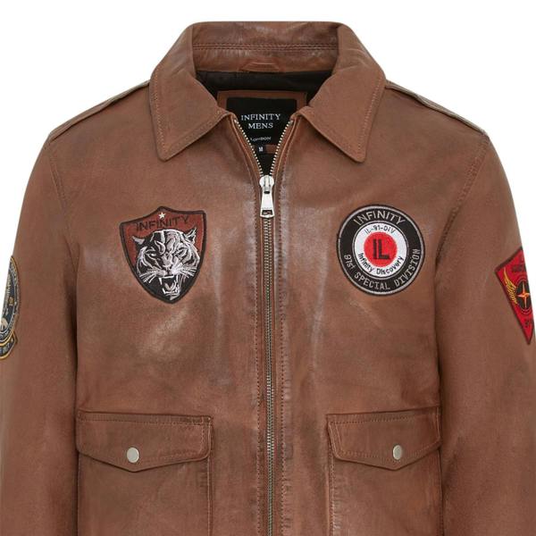 Infinity Leather Men’s Leather Bomber G-1 Aviator Collar Jacket  - Maverick