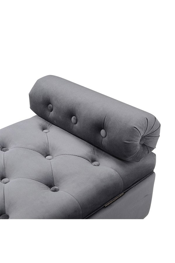 Living and Home Tufted Flip Top Storage Bench with Side Arms Grey