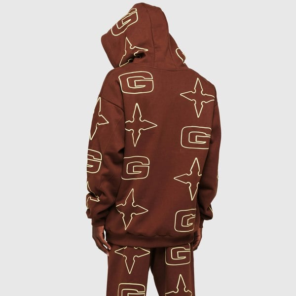 GVNMNT Clothing Co G* Zipped Hoodie - Brown / Cream