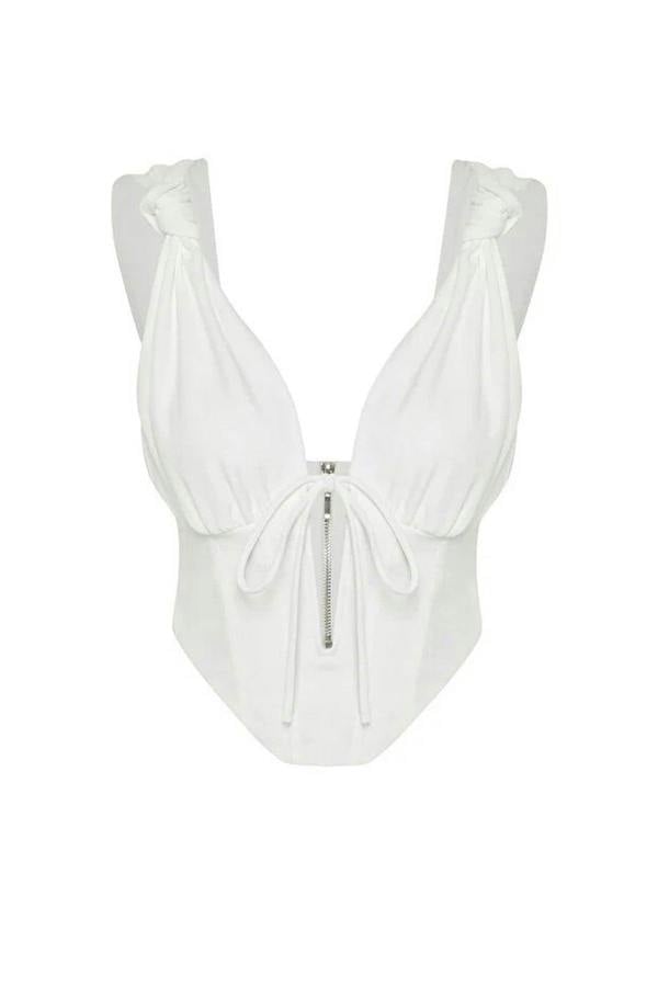 WOVCOR Knitted Tie-Detail Underwired Bustier