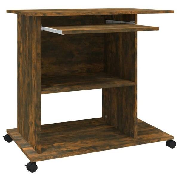 Berkfield Computer Desk Smoked Oak 80x50x75 cm Engineered Wood
