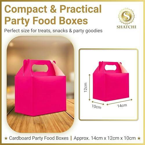 Hot Pink Cardboard Party Food Boxes in 10, 20 or 30 Pack Sizes for Lunch, Cake and Treats image 4