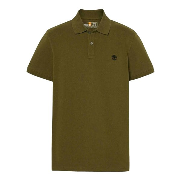 Timberland Mens Oyster River Logo Short-Sleeved Polo Shirt - Olive