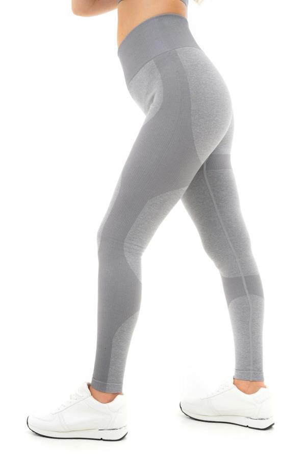 Smart Living Women's Seamless Ribbed Marl Leggings - Grey Marl