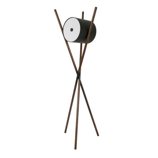 Angel Cerdá Floor lamp in wood upholstered in black leatherette and dark walnut 8098