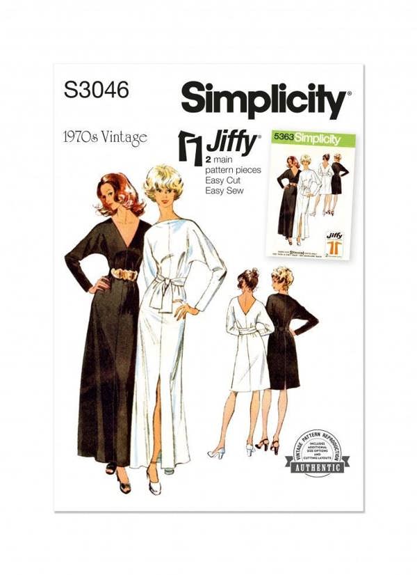 Simplicity Sewing Pattern 3046, Dresses, Vintage Style for Women, K5 (8-10-12-14-16) - Easy