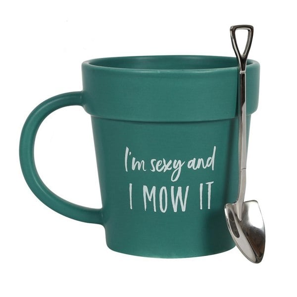 Something Different I Am Sexy And I Mow It Plant Pot Mug Set - Green/Silver