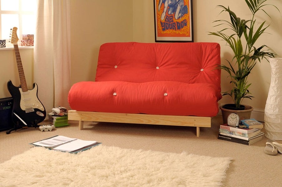 Comfy Living Wooden Futon sofa bed frame with a Standard Mattress