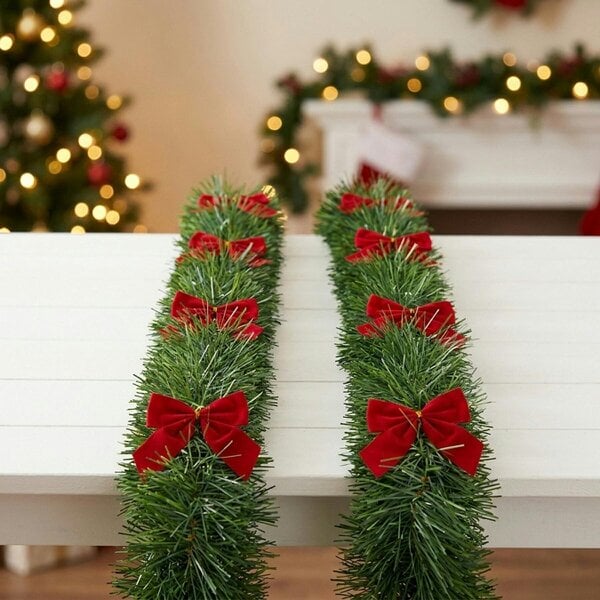 Garden Greatness Christmas Tinsel Garland with Bows