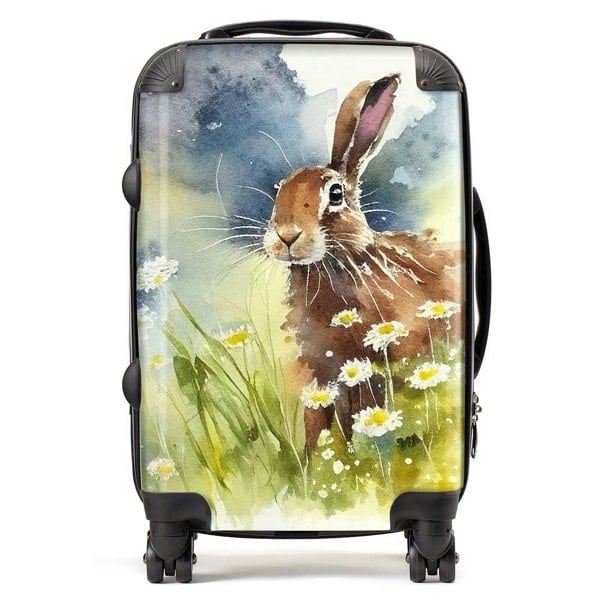 Warren Reed Hare And Daisies Watercolour Suitcase