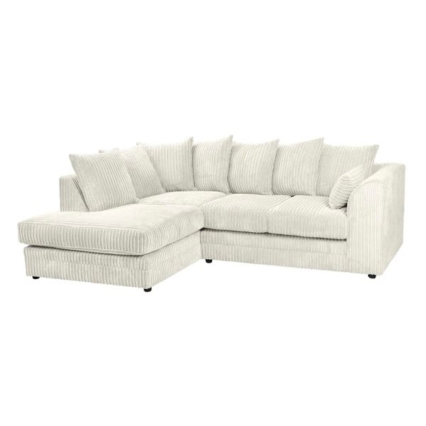 SQUAREBOXX Dylan Jumbo Cord 4 Seater Fabric Corner Sofa in Cream