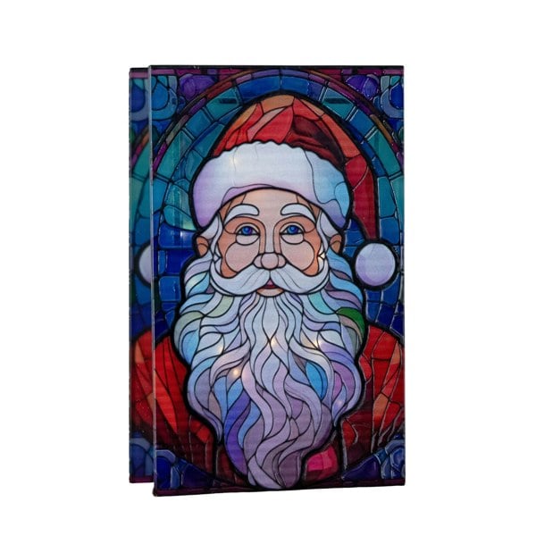 Samuel Alexander 21cm Battery Operated Double Sided Stained Glass Santa Decoration with LEDs