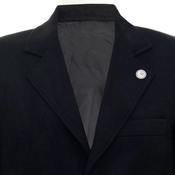 TruClothing Men's Long Black Wool Slim Fit Overcoat