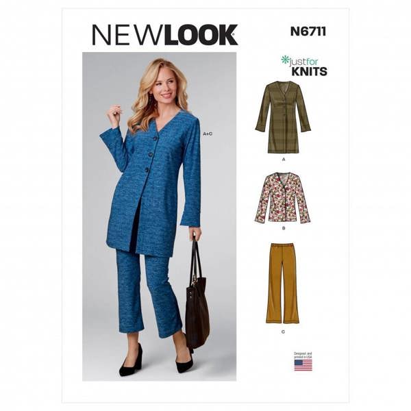 New Look Sewing Pattern 6711, Cardigans, Trousers for Women, A (8-10-12-14-16-18-20) - Easy