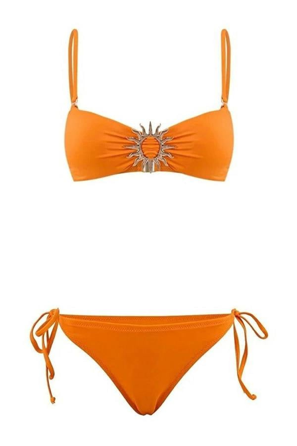 WOVCOR Strapless Padded Regular Waist Bikini Set with Draped Accessories