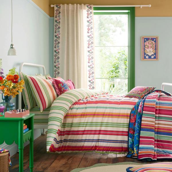Sophie Robinson Sophie Stripe 100% Cotton Reversible Duvet Cover Set Bright