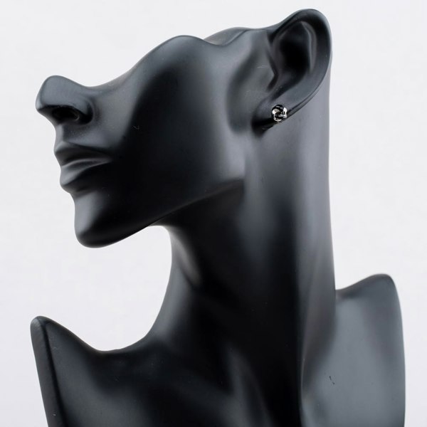 T. H. Baker Sterling Silver Rhodium Plated Black Enamel Small Knot Stud Earrings 8.55.9507