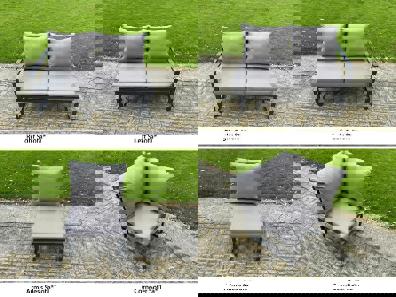 Fimous 6 Seater Aluminium Garden Furniture Set with Rising Dining Table - Dark Grey