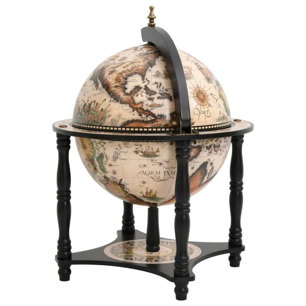 Berkfield Globe Bar Wine Stand Black Solid Wood Eucalyptus