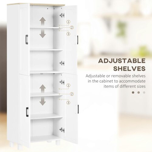 Wyld Haus Ludo 171cm Wooden White 4 Door Freestanding Kitchen Pantry Cabinet