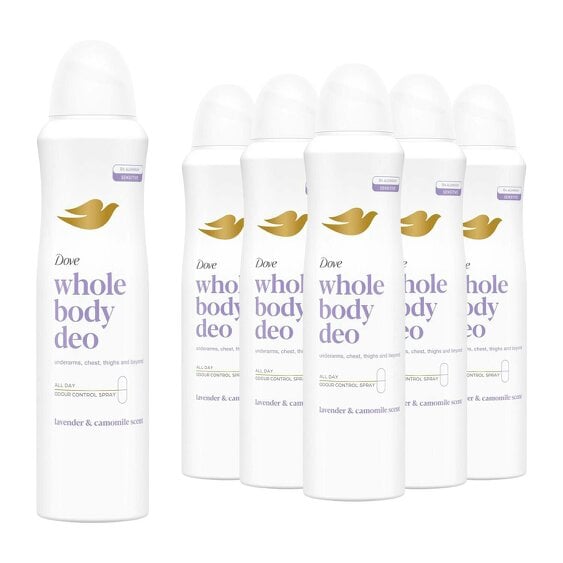 Dove Whole Body Odour Protection Deodorant Spray Lavender & Camomile, 6x150ml