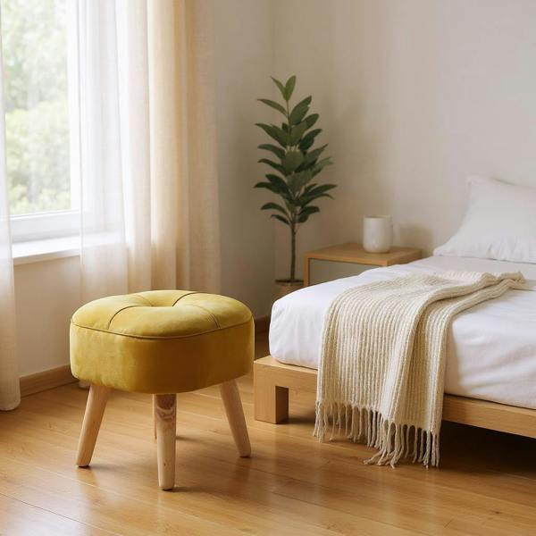 YELLOW WOODEN STOOL