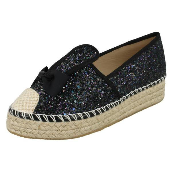 Spot On Ladies Spot On Glitter Bunny Ears Espadrilles