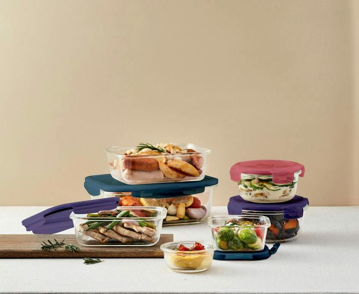 LocknLock Ovenglass Round Food Containers with Lids, 3 x 950ml
