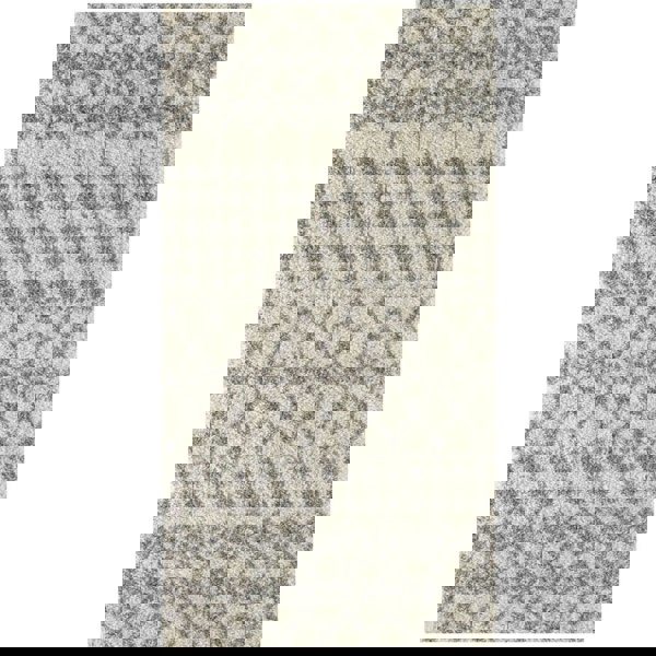 Shaggy Rug Ivory-Grey colours non-shedding, pet-friendly.