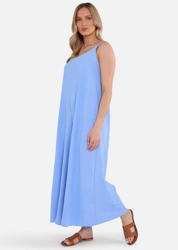 Gini London Blue Air Flow Strappy Wide leg Jumpsuit