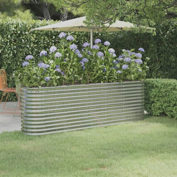 Berkfield Garden Raised Bed Powder-coated Steel 224x40x68 cm Silver