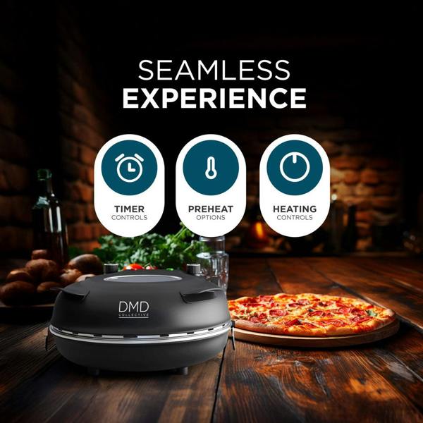 DMD Collective Electric Pizza Oven - 12”, Stone Bake, Thermostat and Paddles